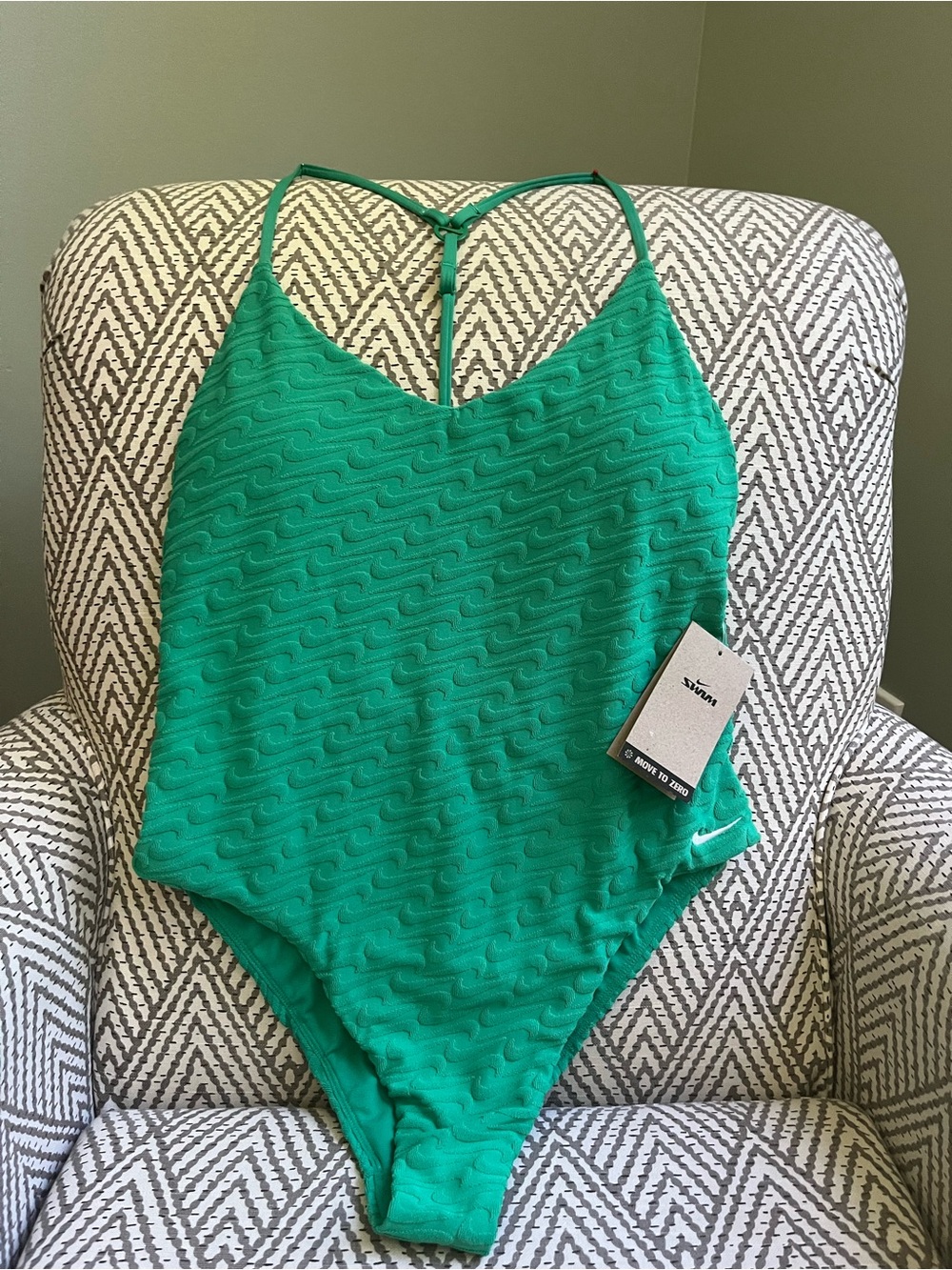 Nike Emerald Green Textured One-Piece Swimsuit with Back Strap